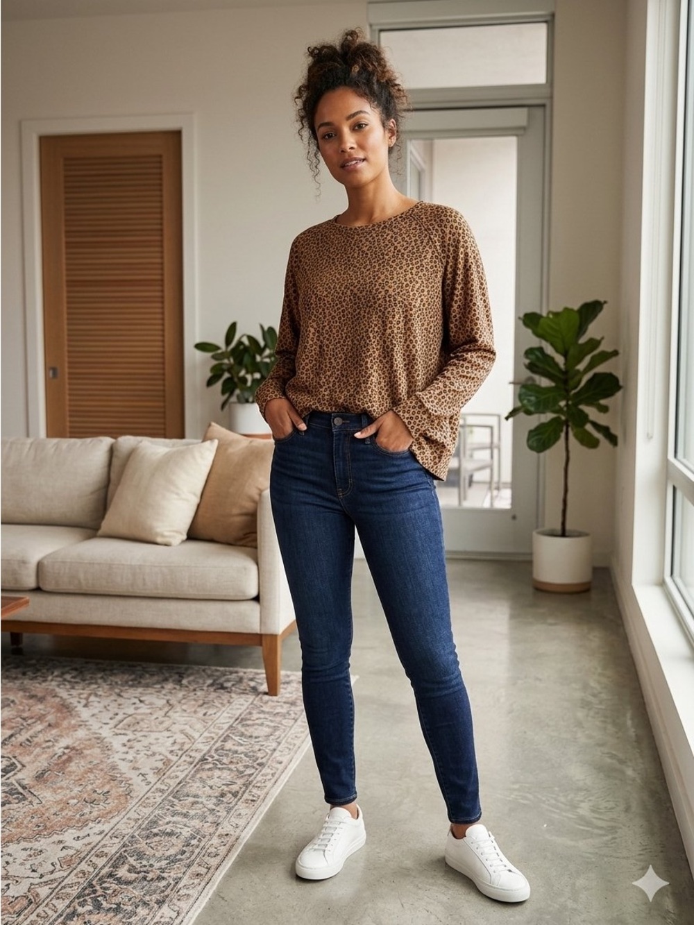 Lou & Grey Leopard print oversized boxy pullover sweater